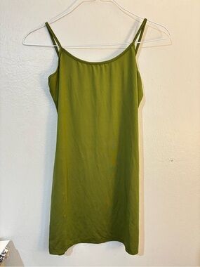 Olive Green Slip Dress - Simple Spaghetti Strap